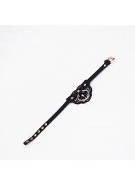 Черный чокер с клепками и золотистой фурнитурой - Crazy Handmade - купить с доставкой в Перми