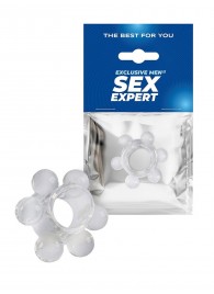 Прозрачное эрекционное кольцо с 6 стимулирующими шариками - Sex Expert - в Перми купить с доставкой