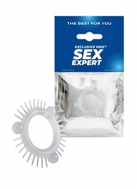 Эластичное эрекционное кольцо с 3 шариками и шипами - Sex Expert - в Перми купить с доставкой