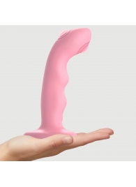 Розовая насадка-стимулятор Strap-On-Me Tapping Dildo Wave - Strap-on-me - купить с доставкой в Перми