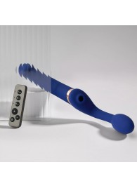 Синий безремневой страпон Multi Orgasm Bendable Strap-On size XL с клиторальной стимуляцией - Strap-on-me - купить с доставкой в Перми