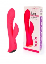 Красный перезаряжаемый вибратор-кролик - 19,1 см. - Erokay