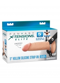 Телесный пустотелый фаллопротез 5’’ Hollow Silicone Strap-On - 14 см. - Pipedream - купить с доставкой в Перми