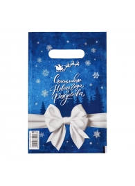 Сине-белый подарочный новогодний пакет с вырубной ручкой (20х30 см) - Сима-Ленд - купить с доставкой в Перми