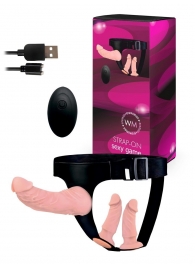 Женский страпон с 3 насадками и вибрацией - Erowoman-Eroman - купить с доставкой в Перми