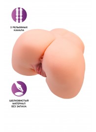Телесный мастурбатор в форме попки с 2 любовными входами - No Name - в Перми купить с доставкой