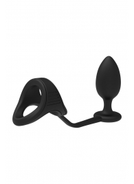Черное эрекционное кольцо с анальной пробкой Cockstrap With Anal Plug - Dream Toys - в Перми купить с доставкой