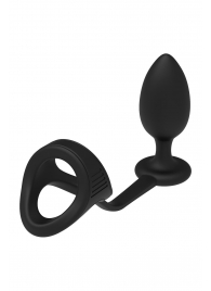 Черное эрекционное кольцо с анальной пробкой Cockstrap With Anal Plug - Dream Toys - в Перми купить с доставкой