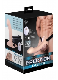 Телесный полый страпон с вибрацией Erection Agents - 24,1 см. - NMC - купить с доставкой в Перми