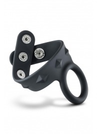Черное эрекционное кольцо с подхватом мошонки на кнопках VS6 - Blush Novelties - в Перми купить с доставкой