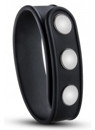 Черное эрекционное кольцо на кнопках - Blush Novelties - в Перми купить с доставкой