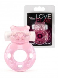 Розовое эрекционное виброкольцо в форме мишки - 1137 - в Перми купить с доставкой
