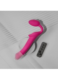 Ярко-розовый безремневой страпон Strap-on-me Vibrating Bendable Strap-On size M - Strap-on-me - купить с доставкой в Перми