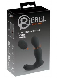 Черная анальная пробка с вибрацией, вращением и пультом ДУ RC Butt Plug with 2 Functions - Orion - в Перми купить с доставкой