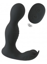 Черная анальная пробка с вибрацией, вращением и пультом ДУ RC Butt Plug with 2 Functions - Orion - в Перми купить с доставкой