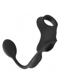 Черное виброкольцо с анальной пробкой Cock Ring with RC Butt Plug - Orion - в Перми купить с доставкой