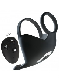 Черная вибронасадка для эрекции и стимуляции мошонки Cock ring with RC ball massager - Orion - в Перми купить с доставкой