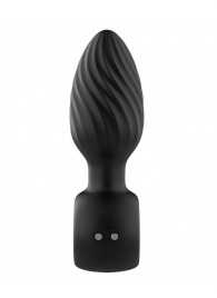 Черная анальная пробка с вибрацией, вращением и пультом ДУ - Secwell