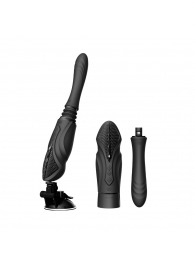 Черная секс-машина с функцией нагрева, насадками и присоской Sesh - Zalo - купить с доставкой в Перми