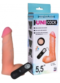 Фаллическая насадка Харнесс UNICOCK 5,5  с вибрацией - 17 см. - LOVETOY (А-Полимер) - купить с доставкой в Перми