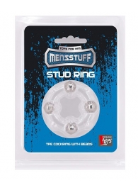 Эрекционное кольцо с 4 бусинами MENZSTUFF STUD RING CLEAR - Dream Toys - в Перми купить с доставкой