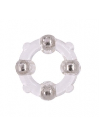 Эрекционное кольцо с 4 бусинами MENZSTUFF STUD RING CLEAR - Dream Toys - в Перми купить с доставкой