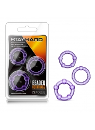 Набор из 3 фиолетовых эрекционных колец Stay Hard Beaded Cockrings - Blush Novelties - в Перми купить с доставкой