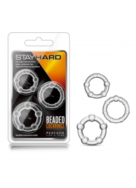 Набор из 3 прозрачных эрекционных колец Stay Hard Beaded Cockrings - Blush Novelties - в Перми купить с доставкой