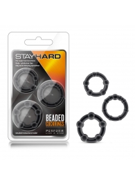 Набор из 3 чёрных эрекционных колец Stay Hard Beaded Cockrings - Blush Novelties - в Перми купить с доставкой