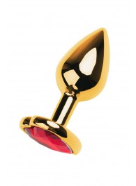 Золотистая анальная пробка с кристаллом-сердцем - 7,5 см. - ToyFa - купить с доставкой в Перми