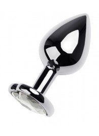 Серебристая анальная пробка с прозрачным кристаллом-сердцем - 8 см. - ToyFa - купить с доставкой в Перми