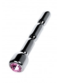 Серебристый уретральный плаг со стразом - 7 см. - ToyFa - купить с доставкой в Перми