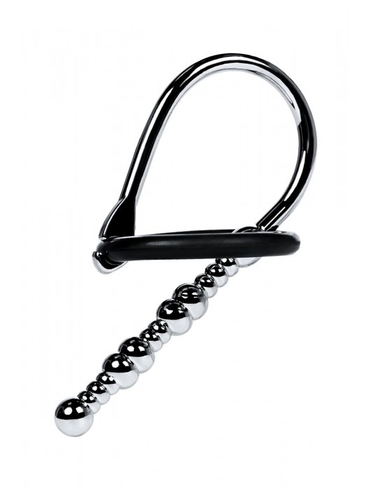 Серебристый уретральный плаг-бусины TOYFA Metal с мягким фиксириющим кольцом - ToyFa - купить с доставкой в Перми