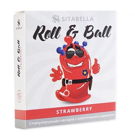 Стимулирующий презерватив-насадка Roll   Ball Strawberry - Sitabella - купить с доставкой в Перми