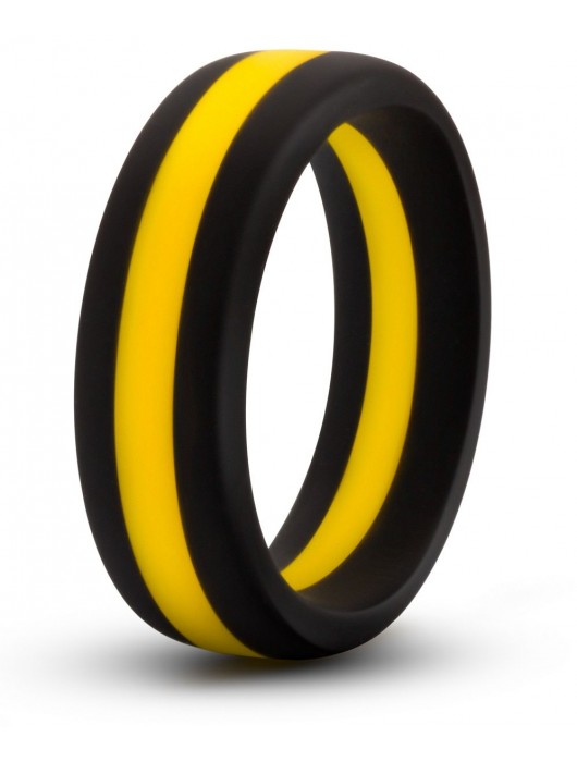 Черно-желтое силиконовое эрекционное кольцо Silicone Go Pro Cock Ring - Blush Novelties - в Перми купить с доставкой
