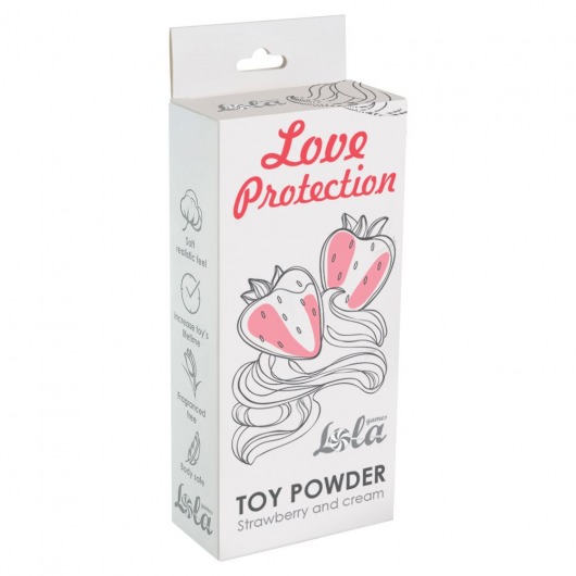 Пудра для игрушек Love Protection с ароматом клубники со сливками - 30 гр. - Lola Games - купить с доставкой в Перми