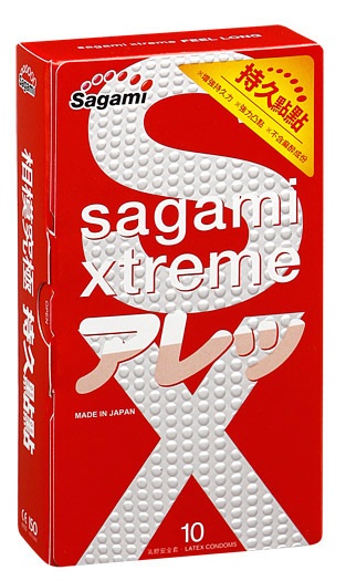 Утолщенные презервативы Sagami Xtreme Feel Long с точками - 10 шт. - Sagami - купить с доставкой в Перми