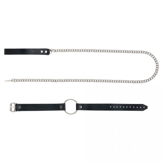 Черный поводок и чокер с кольцом Rada - Rebelts - купить с доставкой в Перми