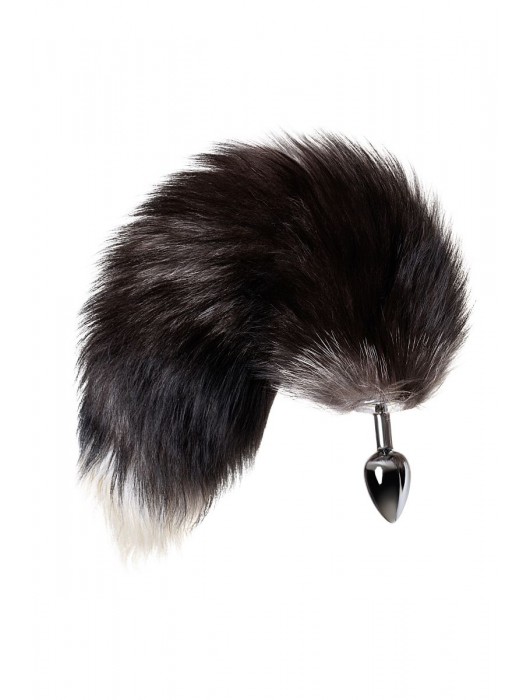 Серебристая металлическая анальная втулка с хвостом чернобурой лисы - размер S - ToyFa - купить с доставкой в Перми
