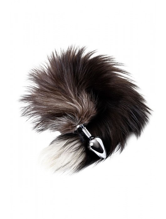 Серебристая металлическая анальная втулка с хвостом чернобурой лисы - размер S - ToyFa - купить с доставкой в Перми