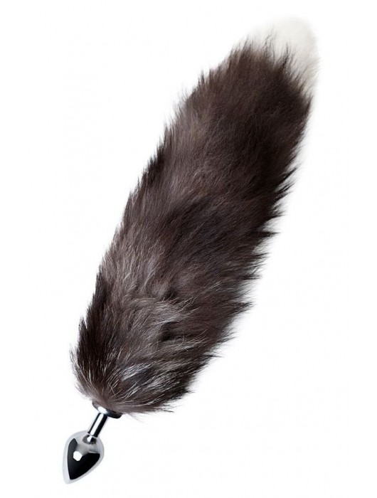 Серебристая металлическая анальная втулка с хвостом чернобурой лисы - размер S - ToyFa - купить с доставкой в Перми