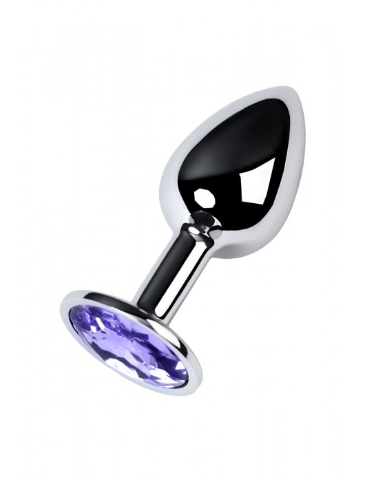 Серебристая конусовидная анальная пробка с фиолетовым кристаллом - 7 см. - ToyFa - купить с доставкой в Перми