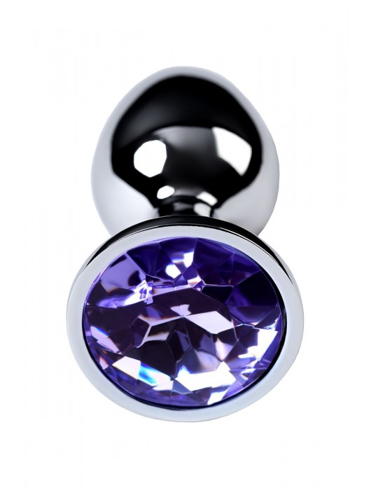 Серебристая конусовидная анальная пробка с фиолетовым кристаллом - 7 см. - ToyFa - купить с доставкой в Перми