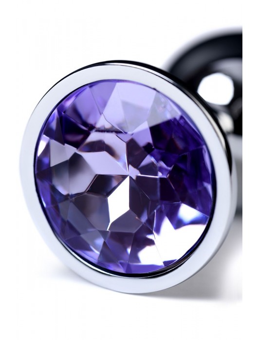 Серебристая конусовидная анальная пробка с фиолетовым кристаллом - 7 см. - ToyFa - купить с доставкой в Перми