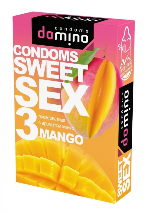 Презервативы для орального секса DOMINO Sweet Sex с ароматом манго - 3 шт. - Domino - купить с доставкой в Перми