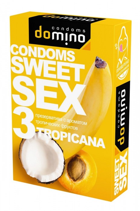 Презервативы для орального секса DOMINO Sweet Sex с ароматом тропических фруктов - 3 шт. - Domino - купить с доставкой в Перми