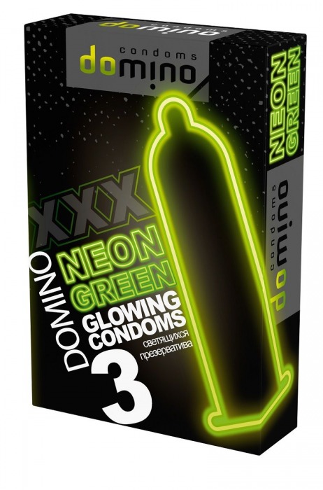 Презервативы DOMINO Neon Green со светящимся в темноте кончиком - 3 шт. - Domino - купить с доставкой в Перми