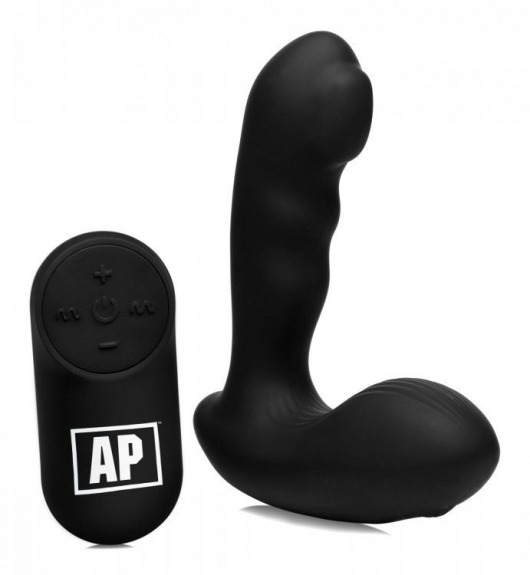 Черный стимулятор простаты Alpha-Pro 7X P-Milker Silicone Prostate Stimulator with Milking Bead - XR Brands - в Перми купить с доставкой