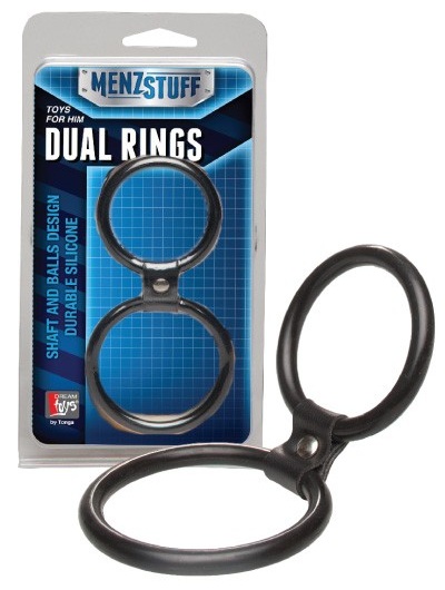 Чёрное двойное эрекционное кольцо Dual Rings Black - Dream Toys - в Перми купить с доставкой