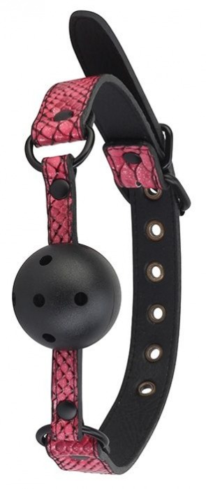 Черно-розовый кляп-шарик с отверстиями BALL GAG - Dream Toys - купить с доставкой в Перми